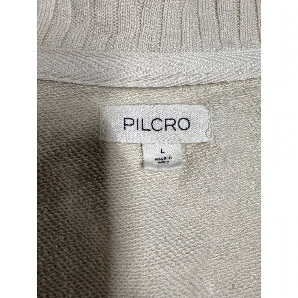 Pilcro Anthropologie Montana Pocket Knit Top Ivory V-Neck Sweatshirt Size Large - Picture 2 of 6
